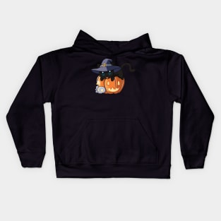 Black Cat on a Pumpkin Kids Hoodie